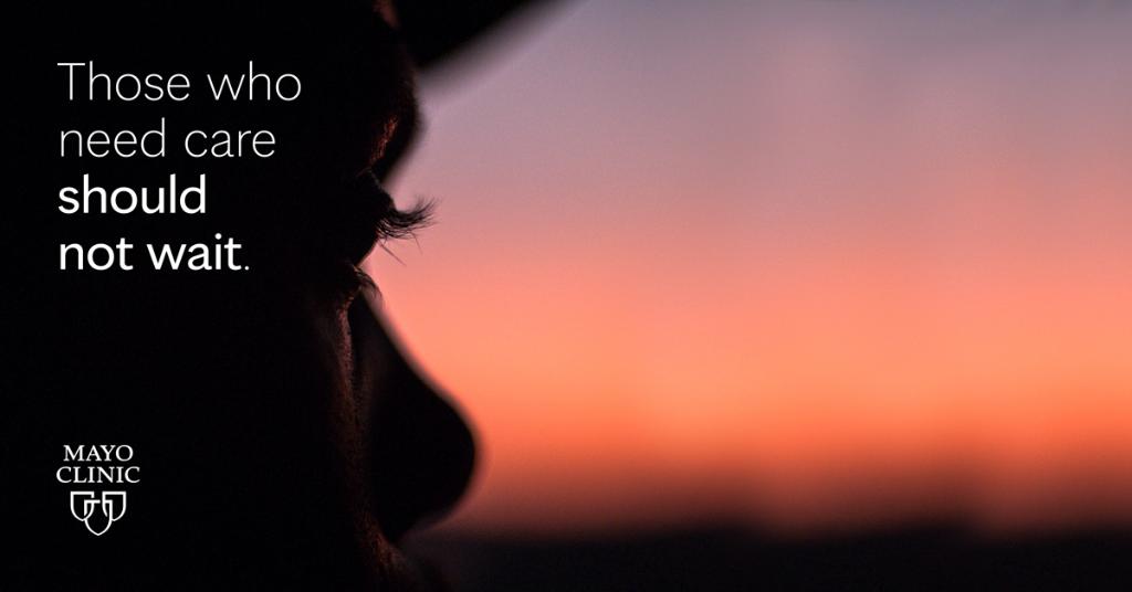 MayoClinic's tweet image. Conditions and diseases such as #cancer and #heartdisease aren't standing by during the #COVID19 pandemic, and neither should you. Don't delay your health care. Learn more about Mayo's extensive safety precautions: mayocl.in/3vib7bm