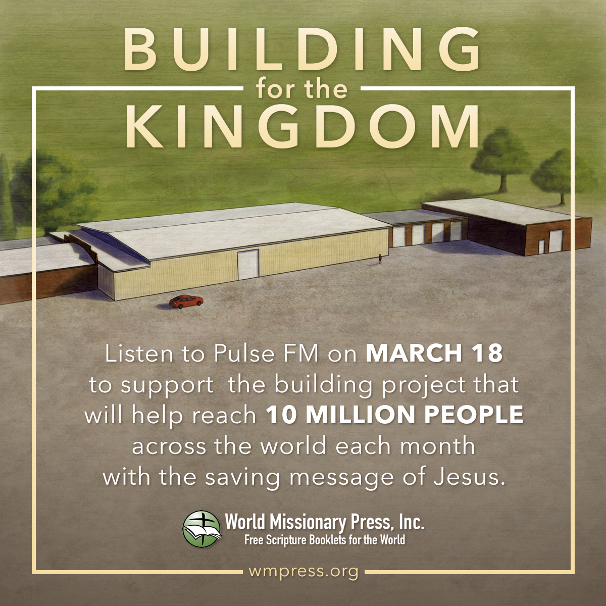 WMP_USA's tweet photo. Listen to Pulse FM TOMORROW - Thursday March 18th - throughout the day to hear from WMP team members about our upcoming building project! You won't want to miss tuning in!
#buildingproject #newproject #buildingforthekingdom #wmpress #worldmissionarypress #tunein #radio #pulsefm https://t.co/OPw6PEyjLn
