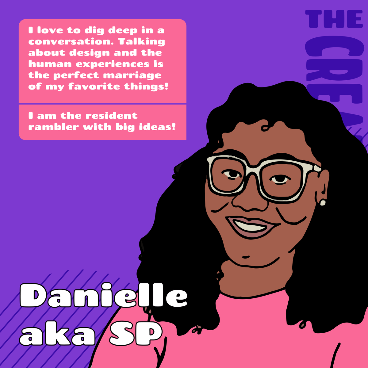 TheCreativeBlck's tweet photo. #2 (con) — 🎙Who are the hosts?
Meet Danielle (affectionately known as SP). SP is the resident rambler of the crew with BIG ideas and even BIGGER dreams. She loves digging too deep into the human experience and provoking the most provocative questions. https://t.co/yLP8Bqb3xP