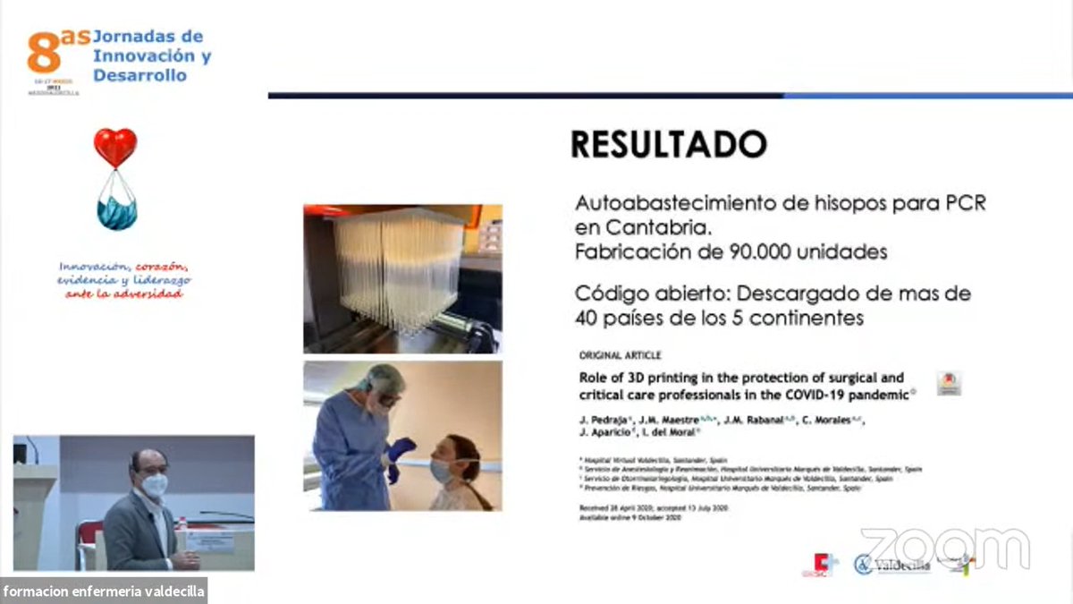 JIyDValdecilla's tweet photo. @juan_pedraja y @leading4you en #8JIDValdecilla

El proyecto #HisVal se publicó en abierto para que todo aquel que tuviese necesidad pudiese imprimir hisopos para PCR en 3D: 40 países del mundo lo utilizaron #IdeaLabValdecilla @hvvaldecilla 

En directo https://t.co/EKYYKSCPNp https://t.co/4dLcFnVaqU