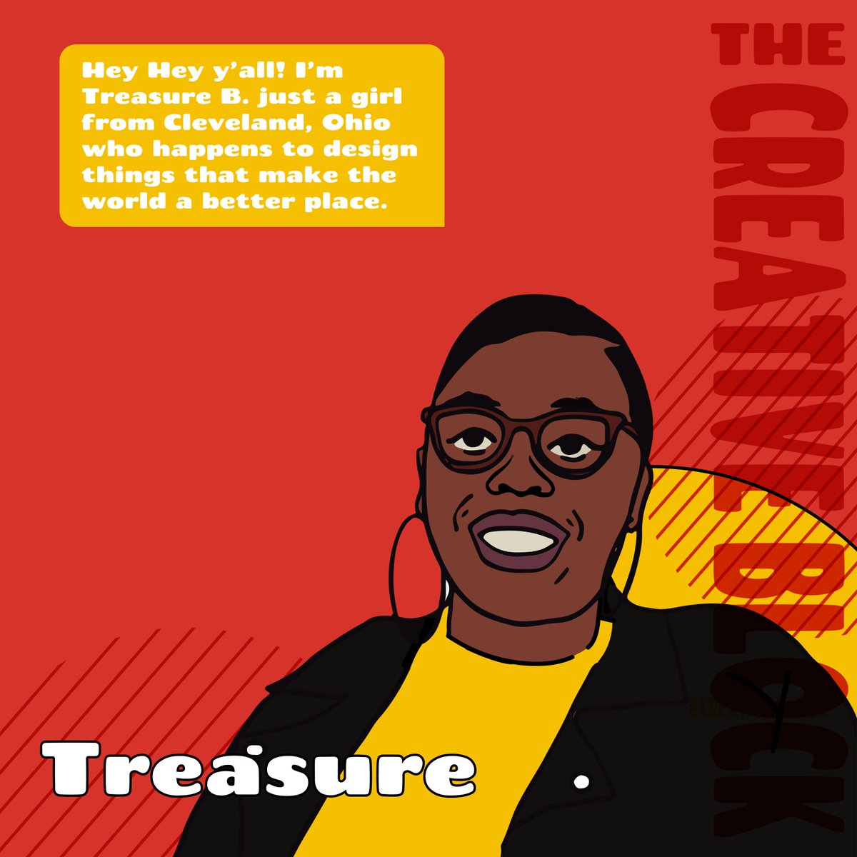 TheCreativeBlck's tweet photo. #2 — 🎙Who are the hosts?
Meet Treasure! A Cleveland, Ohio native focused on designing things that make the world a better place. Treasure is the quiet provocateur — she's always ready to push back and keep the crew on their toes. https://t.co/rm32qmXDHV