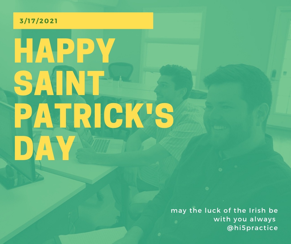 hi5practice's tweet photo. Feeling a little extra lucky today. ☘️ We're lucky to have such amazing clients and team at Hi5 Practice! 🙌✨ #HappyStPatricksDay #Hi5Practice https://t.co/P2mYi3qYrd