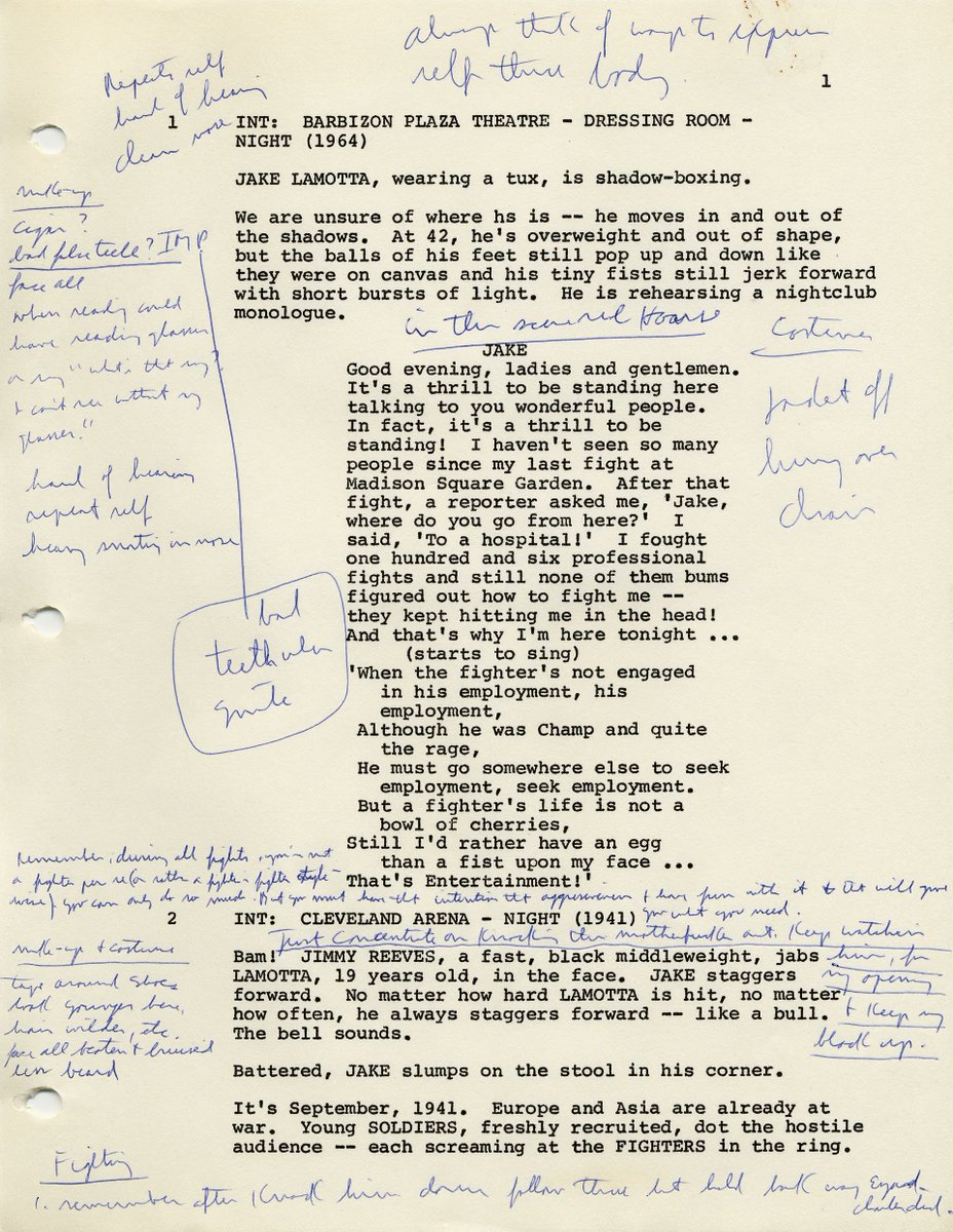 Check out De Niro's notes on the 'Raging Bull' shooting script. (via @LaFamiliaFilm)