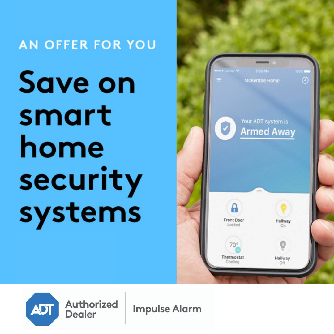 ImpulseAlarm's tweet image. Your life revolves around your home and everything inside of it. We can help protect it all with a smart security system monitored by ADT, the most trusted name in home security. Call or text us today to get started!