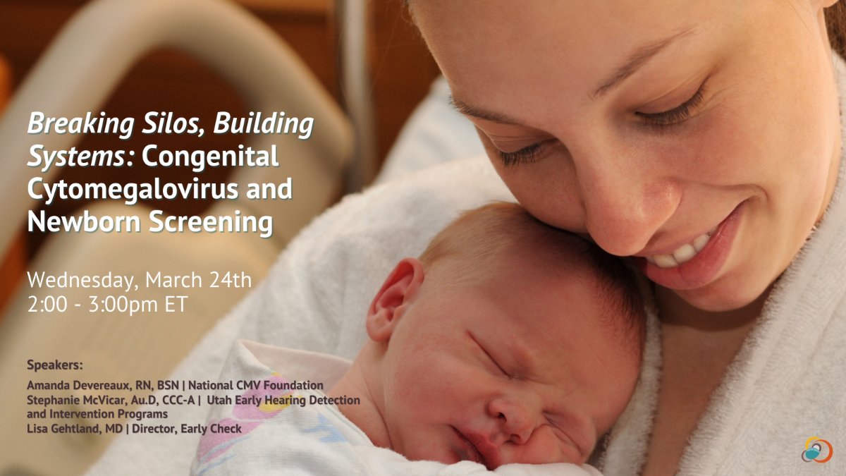 NationalCMV's tweet photo. On Wednesday, March 24th, from 2:00-3:00pm ET, @NationalCMV will join @BabysFirstTest for "Breaking Silos, Building Systems," an online event focused on screening for #congenitalCMV.
To register visit:
https://t.co/yR9s416gaS
#stopcmv #screenforcmv https://t.co/HCRlfNL6H3