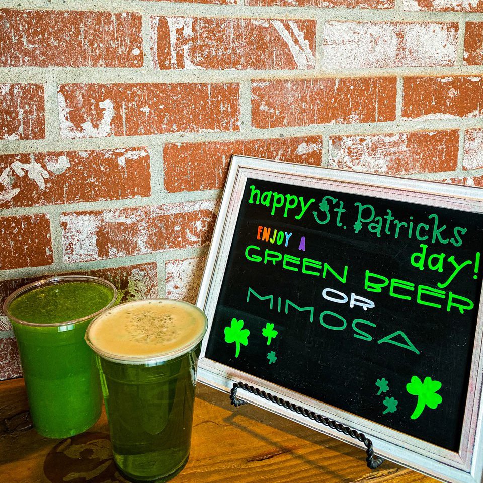theplaningmill's tweet photo. Happy St. Patrick’s day!! We serving up Green Beers &amp; Green Mimosas for you today &amp; don’t forget about our wing special! $.50 traditional wings and 1/2 our house made boneless. Cheers! ☺️🍻🍀 https://t.co/cFRDoZKnhI