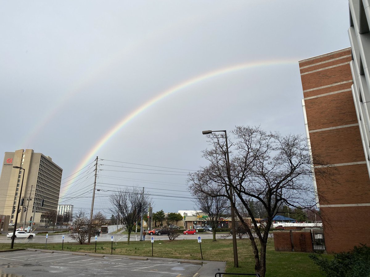 JCPSSuper's tweet image. What a way to end a great first day of in person classes in JCPS. A rainbow, on St. Patrick’s Day, at our @JCPSKY VanHoose Education Building. #WeAreJCPS #JCPSReturn