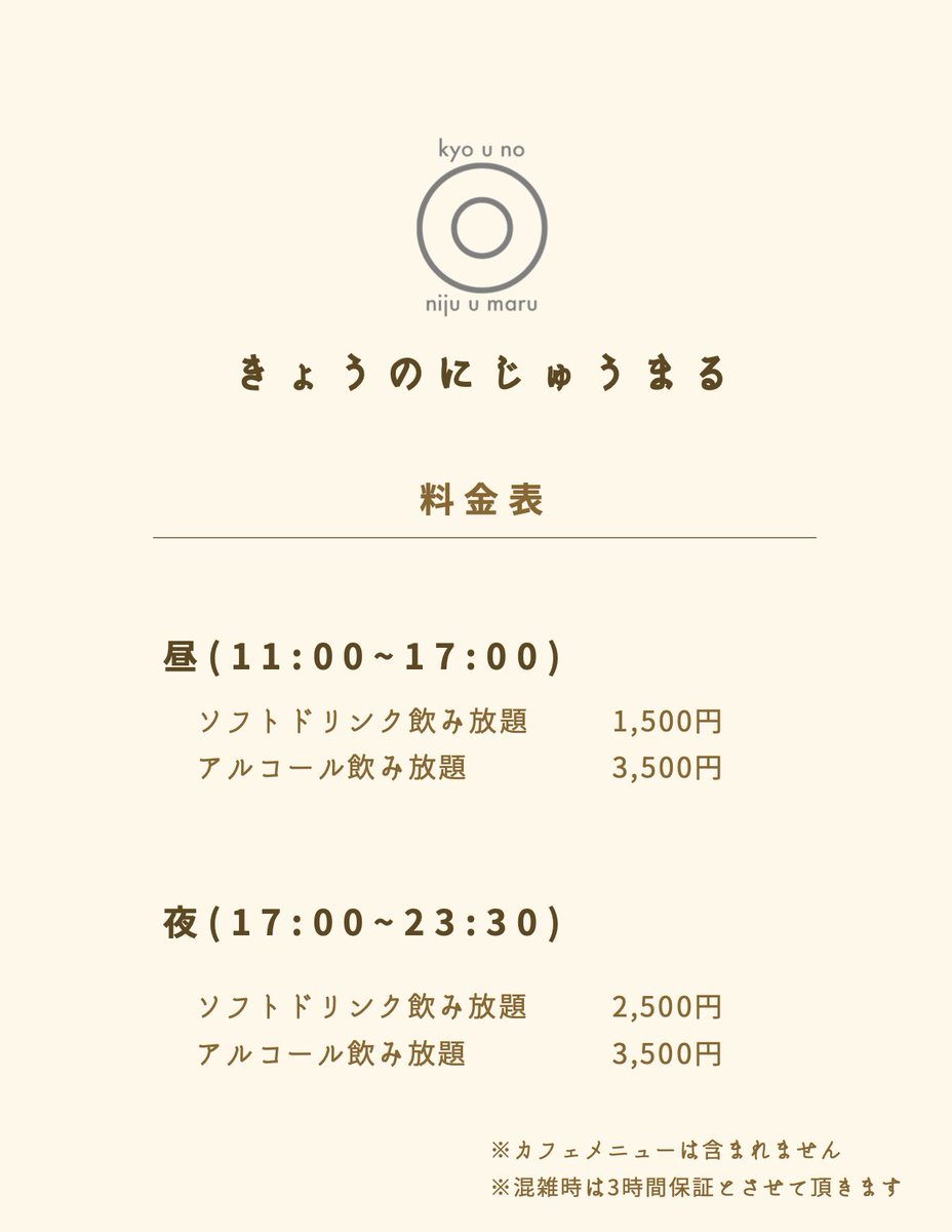 最低でも3時間は飲み放題できるってことです