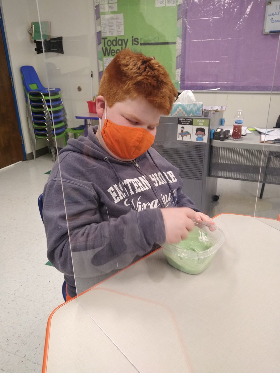 WSESSmithfield's tweet photo. Mrs. Markham's students make green slime in celebration of Resiliency Day! #IWCSStrong #WSESStrong https://t.co/aakKA5iwqK
