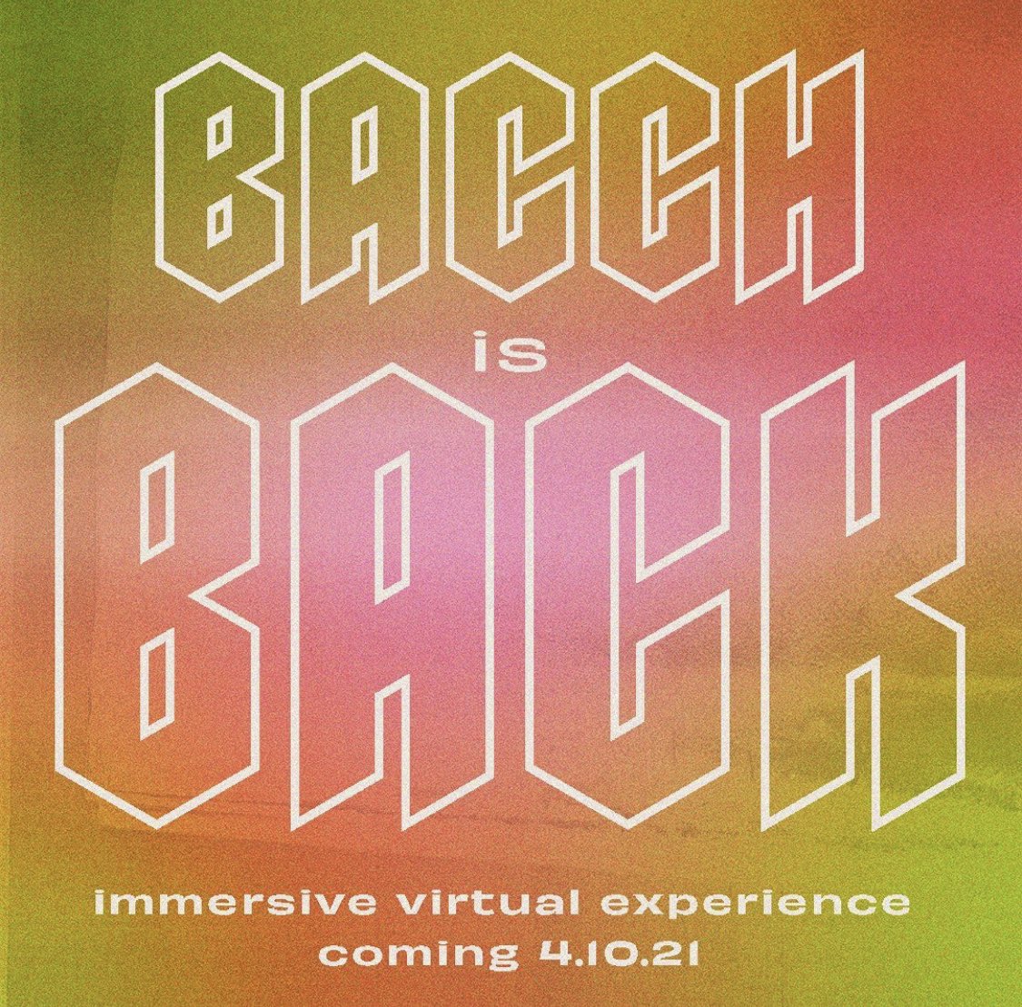 CUBacchanal's tweet photo. Uh oh... Bacch again 🤩

We’ve got a brand new, non-Zoom, immersive virtual experience coming soon to a university near you 😉 

Turn on notifications and follow us on Instagram @cubacchanal for more details and artist hints! 👀 https://t.co/tatzxPHRde