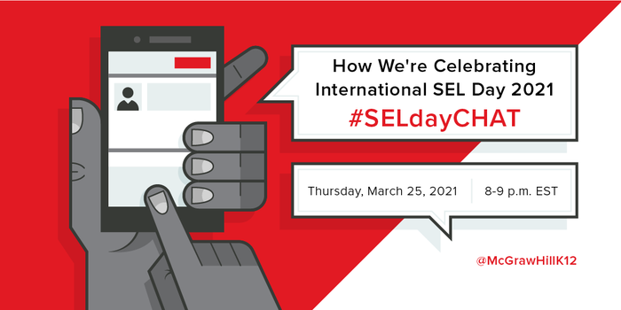 McGrawHillK12's tweet photo. 🍎 Save the date! Join us next Thursday at 8PM EST for a discussion with our amazing guest educators about #SEL best practices in honor of International #SELday on Friday. Tune in by following #SELdayCHAT on Twitter. #K12 #TeacherTips https://t.co/s5FTac5muk