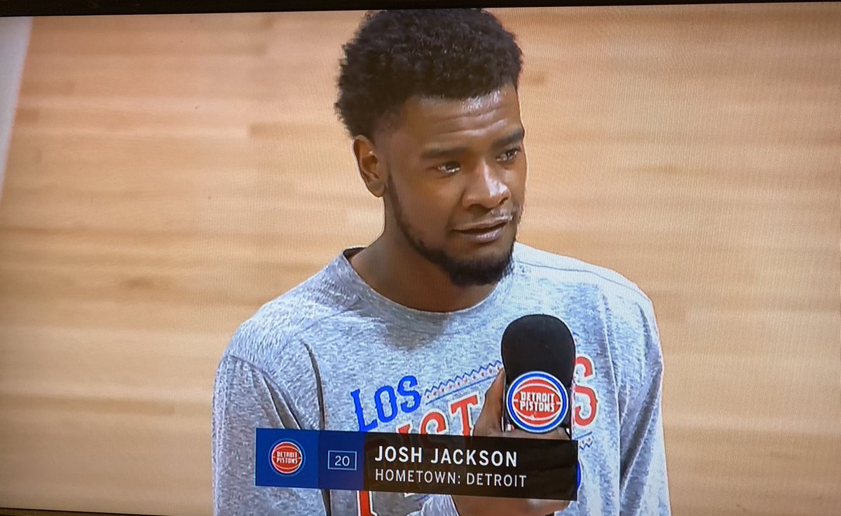 BradGalli's tweet photo. “I’ve been a fan of this team since I was five years old.”

Cool touch by the Pistons. Detroit native Josh Jackson addressed the first crowd the team has hosted in over a year. https://t.co/gPuCrI01T7