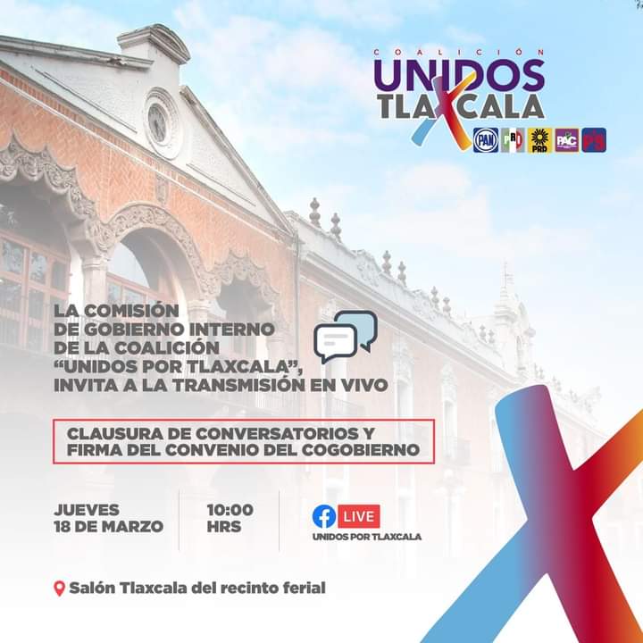 ⭕ No te pierdas mañana la transmisión de la clausura de los conversatorios de la coalición #UnidosXTlaxcala 🔵🔴🟡🟣🔵

📆  18 de marzo 
⏰  10:00 horas

#UnidosEnAcción
#AcciónNacionalTlaxcala

📌 facebook.com/15028289170351…