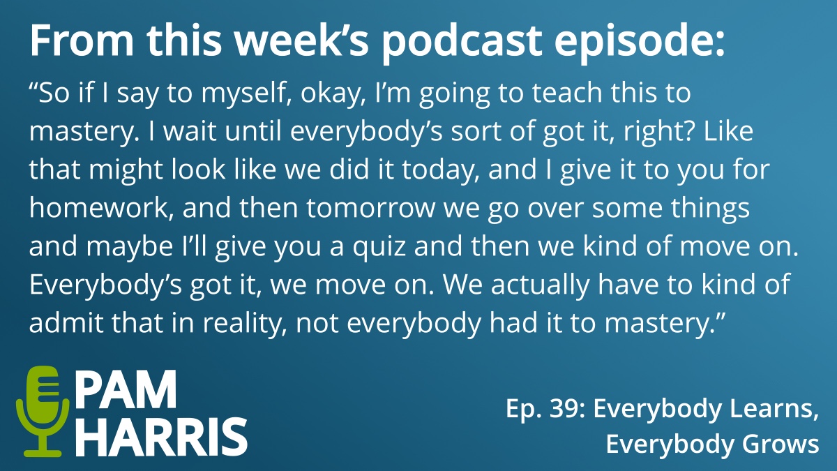 What if we took less of a "master it before we move on" approach? What if, instead, we taught open enough so that everyone has access &amp; everyone is challenged?

bit.ly/mathpcast 

#MTBoS #ITeachMath #MathIsFigureOutAble #Elemmathchat #MSmathchat #HSmathchat #MathStratChat