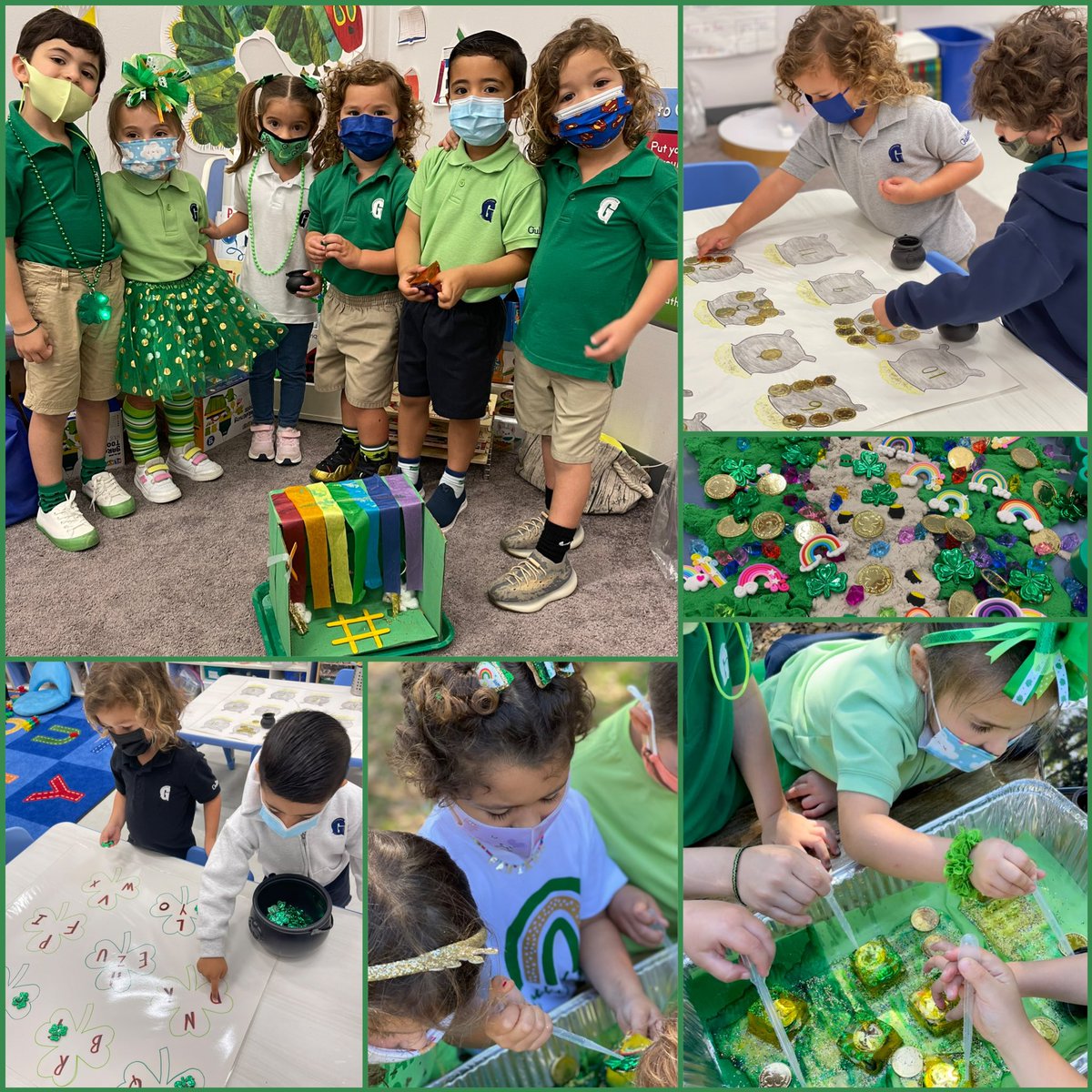 Happy St. Patrick’s Day from <a href="/GulliverPrep_/">Gulliver Preparatory School</a> #PreK Students! 💛☘️🌈✨💚 #GPLearning #Math #Literacy #Sensory #Play #LearnThroughPlay #MagicMoments