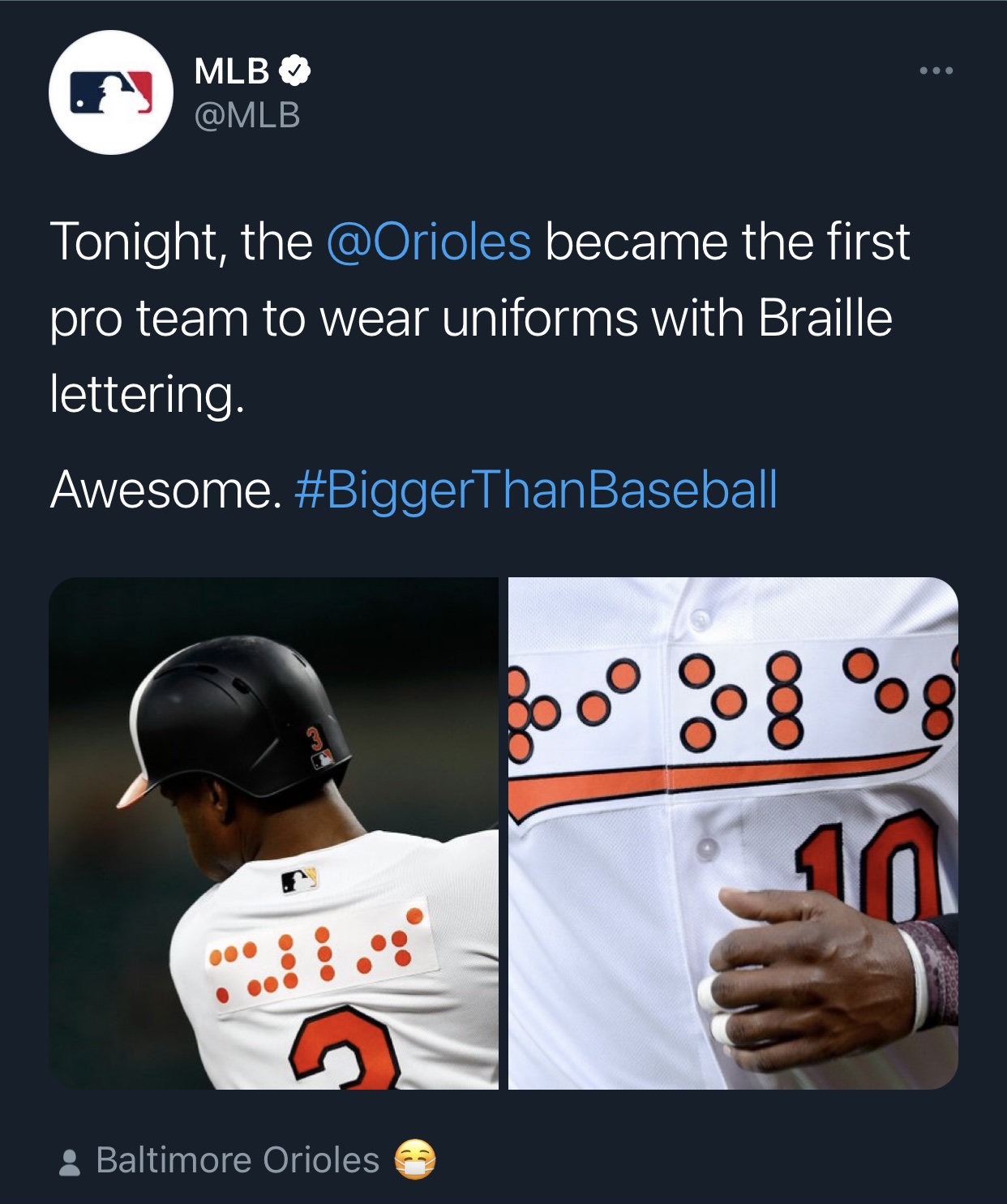 Orioles To Become First American Pro Sports Team To Wear Braille On Uniforms  