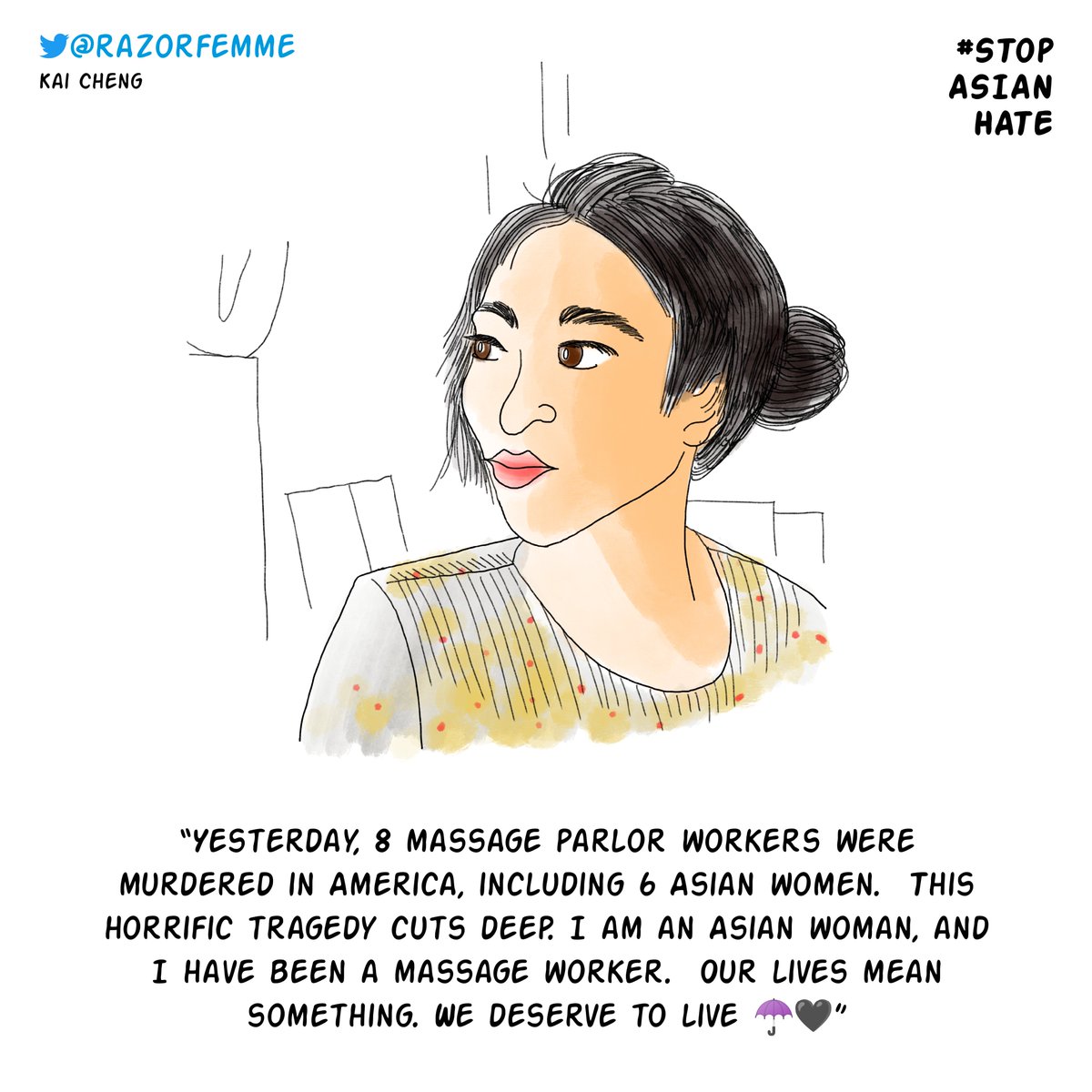 jasonli's tweet photo. #StopAsianHate Responses Illustrated!

These stories really touched me while I was doomscrolling late last night, and I wanted to draw them to highlight the intersectionality of what's going on ❤️

1️⃣ @razorfemme via https://t.co/G0L5DHlDSi https://t.co/HspEh2bXJv
