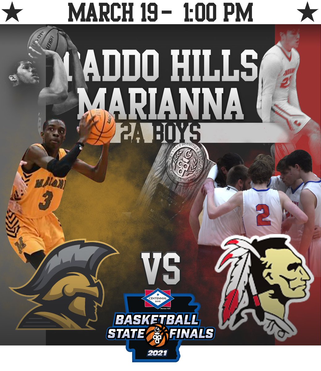At 1 pm on Friday, Marianna and Caddo Hills will face off for the 2A boys <a href="/MY100BANK/">Centennial Bank</a> state finals.