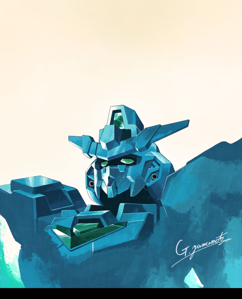 mecha no humans robot solo green eyes science fiction v-fin  illustration images