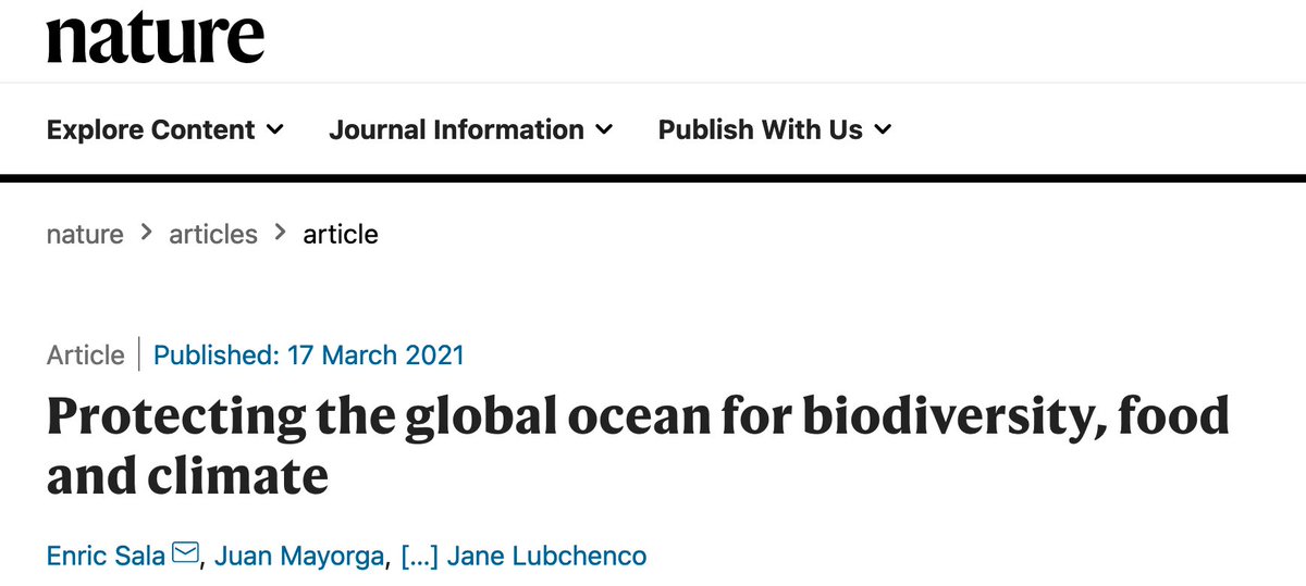 katemoran's tweet photo. Important ocean protection paper published today. "We find that a substantial increase in ocean protection could have triple benefits, by protecting biodiversity, boosting the yield of fisheries and securing marine carbon stocks that are at risk from human activities." https://t.co/78nn0YtIh4