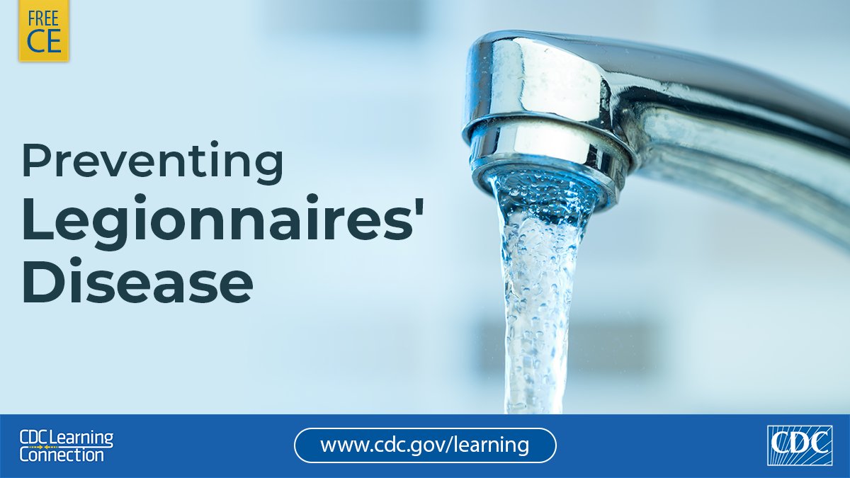 Are you involved in building water safety? Learn how to help prevent #Legionnaires’ disease outbreaks in this training from CDC, @NNPHI_org, @UAZPublicHealth, and @WRPHTC. Free CE. bit.ly/2OPfXfz #CDCLearning