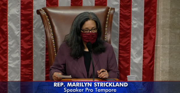 RepStricklandWA's tweet photo. What an honor to be the 1st Korean-American woman to preside over the House as we consider vital legislation during #WomensHistoryMonth 

I'm reminded of the power of the communities I carry with me: my South Sound community, women, AAPIs, African Americans #RepresentationMatters https://t.co/cM67o4Bd5C