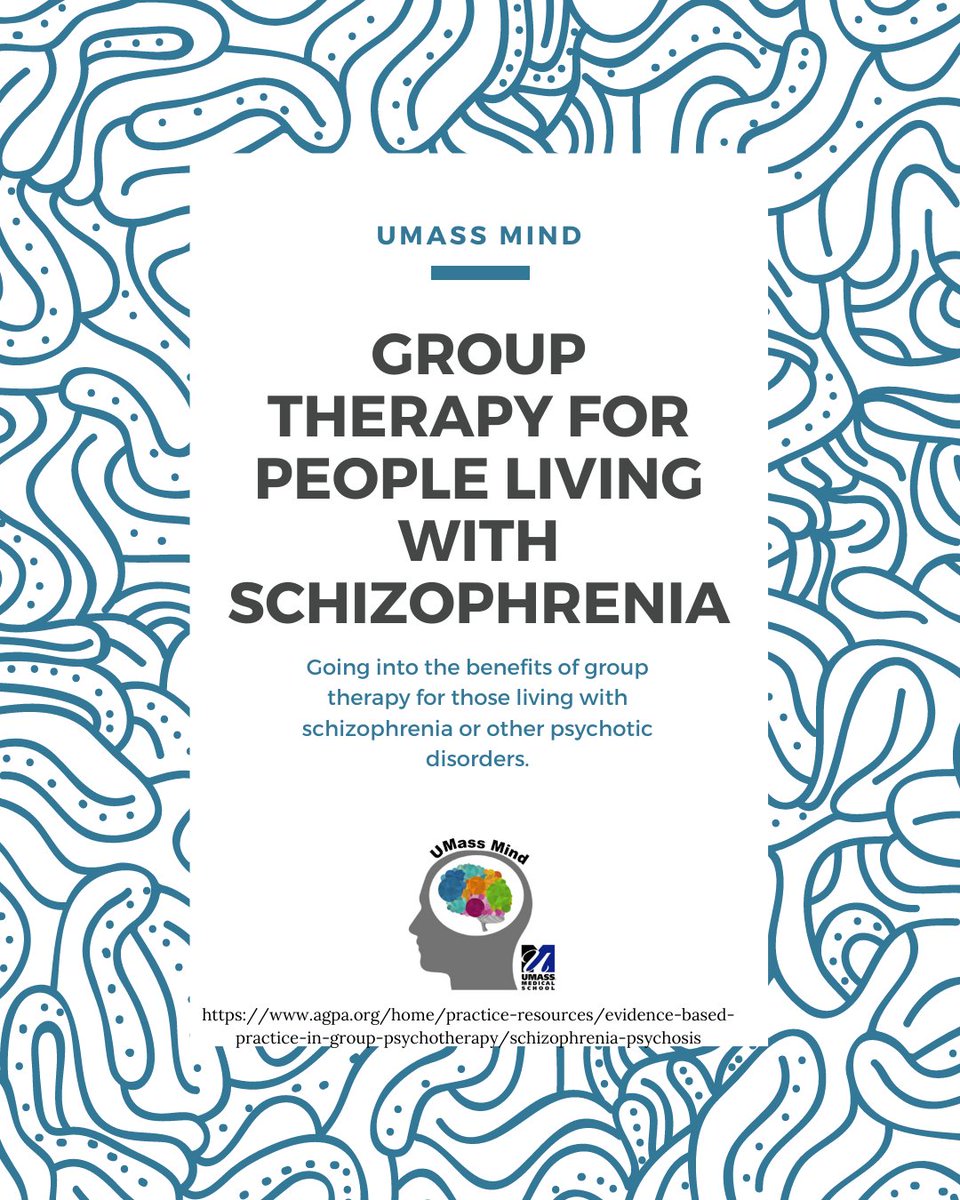 UMassMind's tweet photo. Therapy can occur in all sorts of ways. For those living with schizophrenia it is important to know the advantages of taking part in group therapy! #grouptherapy #mentalhealth https://t.co/itk5JYd6A0