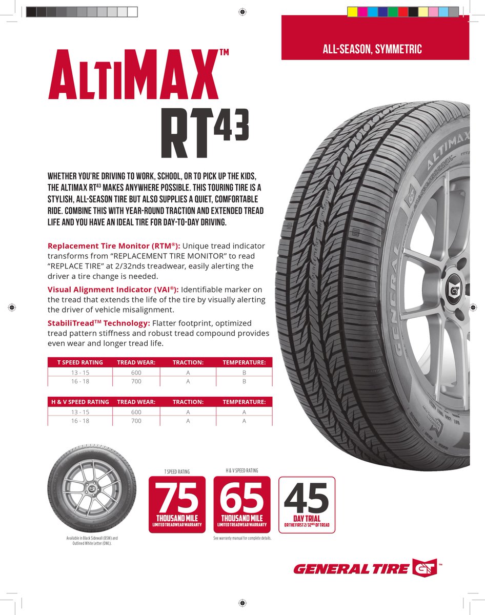 SpanialsService's tweet photo. The AltiMAX RT43 is a great all-season tire. It also happens to be eligible for a $50 rebate during the months of March and April when you buy 4 tires! Read below for more information on this tire option. https://t.co/hHkyYKdoKT