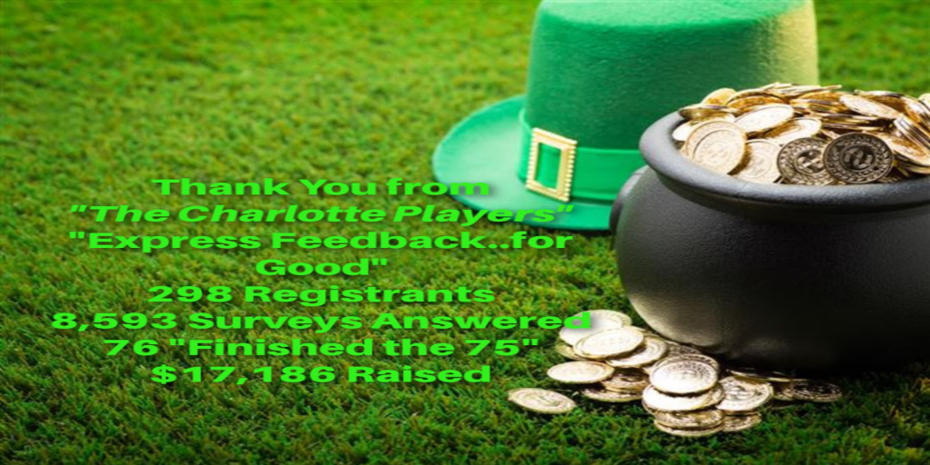 CharPlayers's tweet photo. The final #'s are in! Thanks to everyone who participated in the "Express Feedback...for Good" Charlotte Players fundraising program. Your participation made a difference! https://t.co/sIK4UhowTN