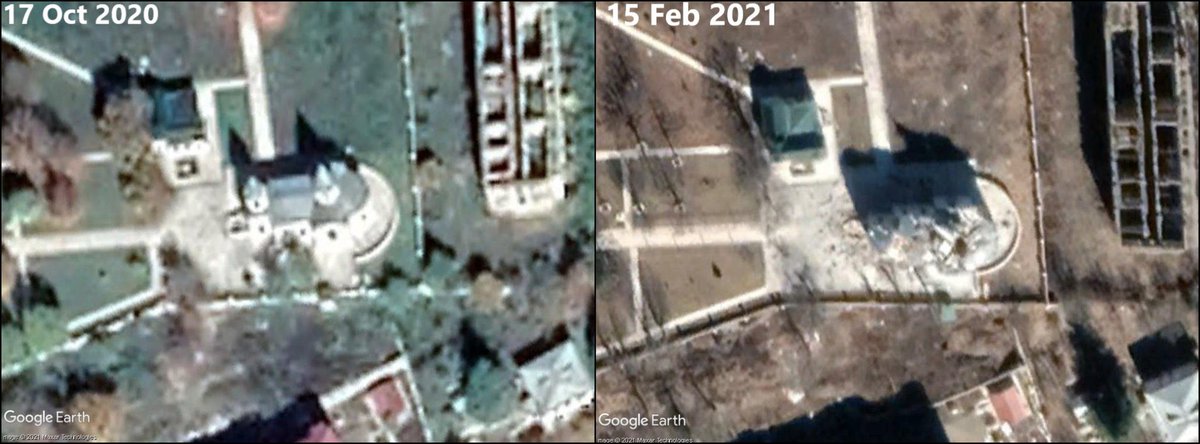  - Images satellites de la destruction de l'église de  #Shushi, Kanach Zham, par les soldats azerbaïdjanais.  #Artsakh