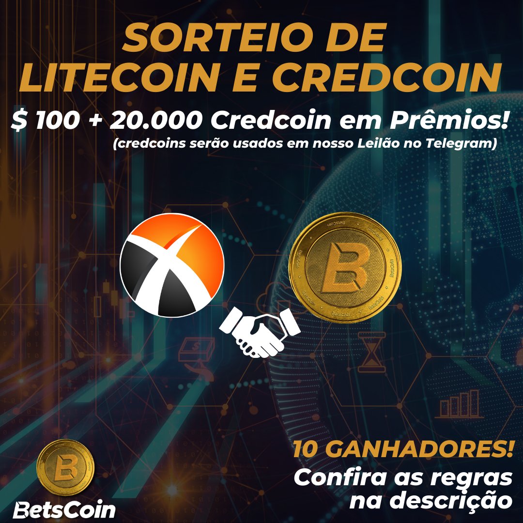 BetsCoin3's tweet photo. Participe agora do nosso Sorteio que está rolando em nosso instagram!
$ 100,00 + 20.000 Credcoin em Prêmios! 
Serão 10 ganhadores! https://t.co/xjmnhwU4G6 https://t.co/G7GGRIj6a0