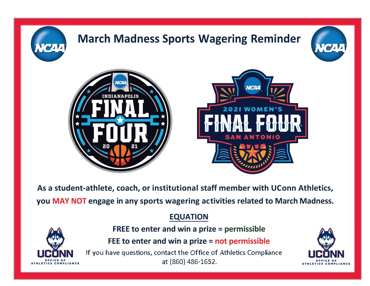 UConnCompliance's tweet image. #MarchMadness starting this week!  

#DontBetOnIt #huskiesrules #ncaa