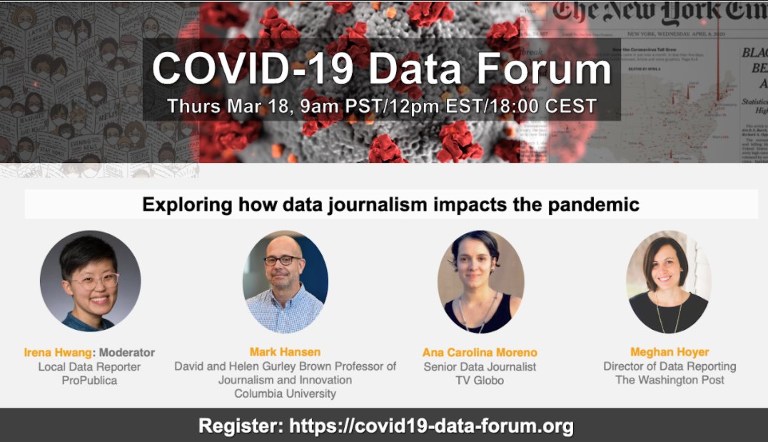 TOMORROW! The role of data journalism in the COVID-19 pandemic - Thurs, Mar 18, 9am PDT - Sponsored by @StanfordData + @RConsortium r-consortium.org/blog/2021/03/0… #rstats #datascience #journalism