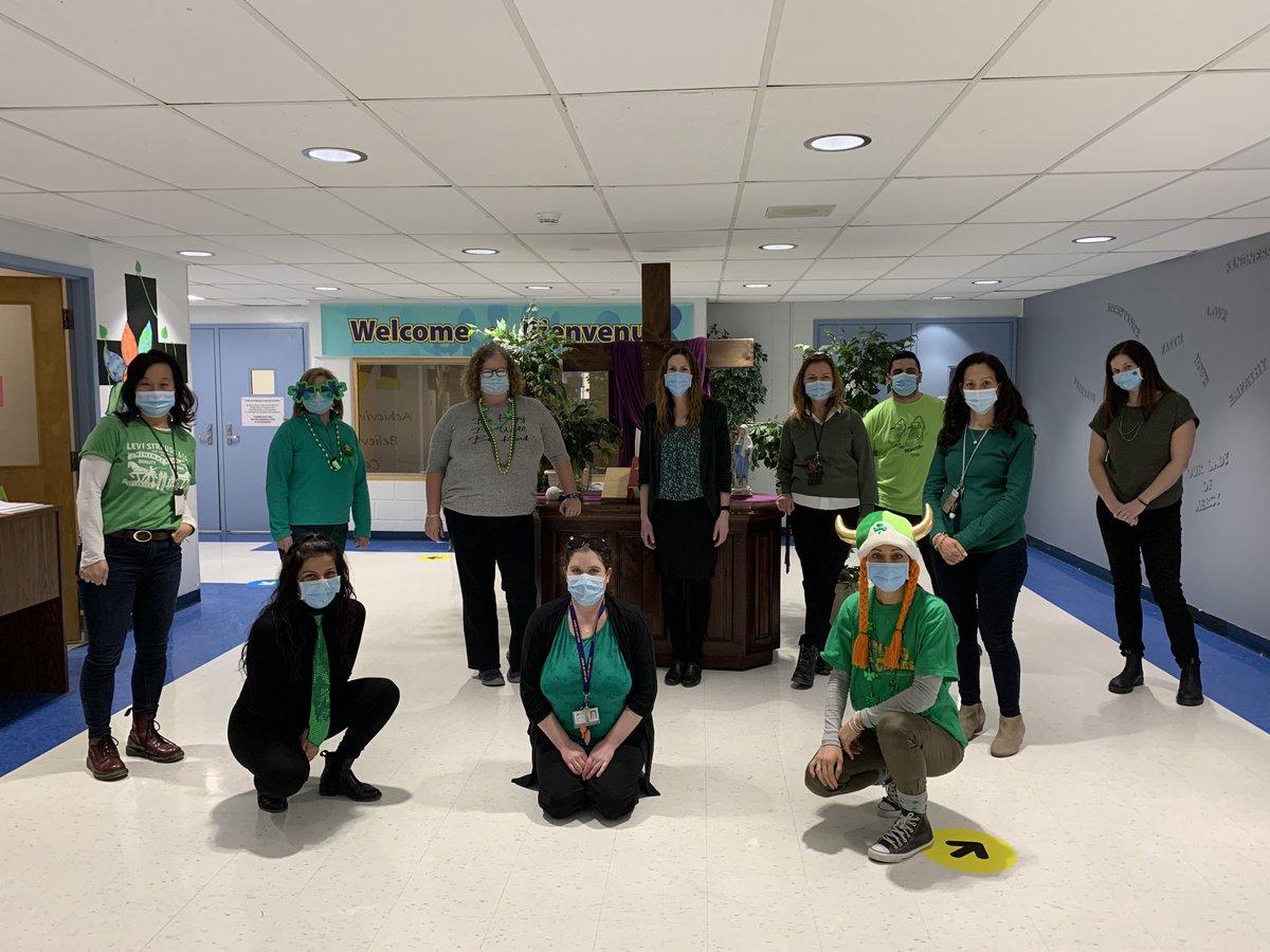 OLMCY's tweet image. Our teachers were really into the spirit for “Wear Green Wednesday” to celebrate St. Patrick’s Day!!! #spiritweek #magicpride