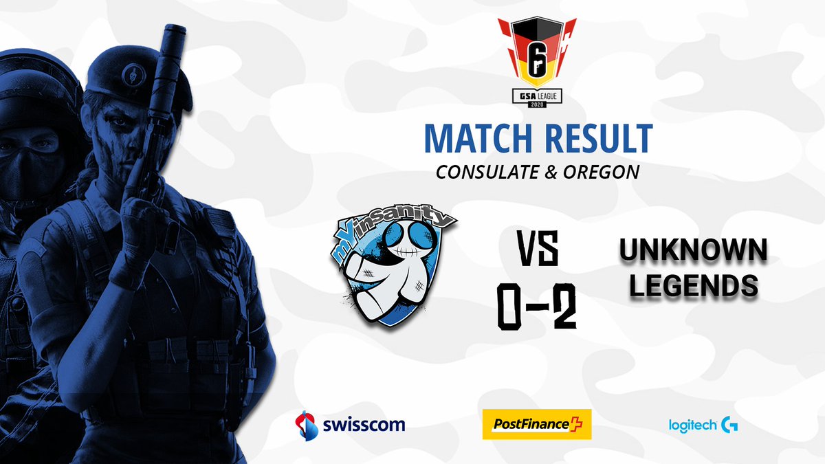mYinsanityCH's tweet photo. Sad news from our #RainbowSixSiege team... 😢

They lost the second @R6esportsDE #GSA #Relegations match against #UnknownLegends.  Therefore we're out of the battle for a spot in the next season of the #GSA league. ☹

🏛 Consulate
❌ 1-7

⛪ Oregon
❌ 4-7

GG WP 💙 https://t.co/ZN8omJTV5u