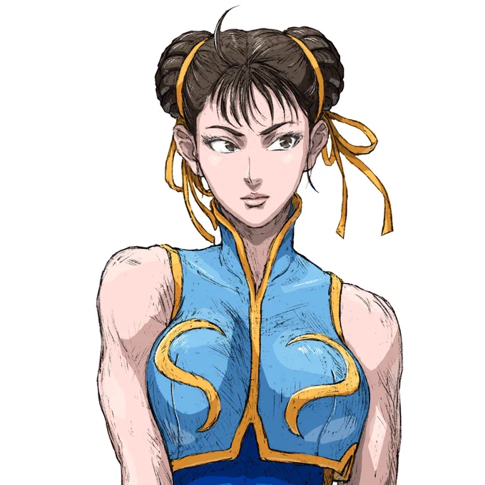 春麗です。
#格ゲーキャラ描こうぜ #春麗 