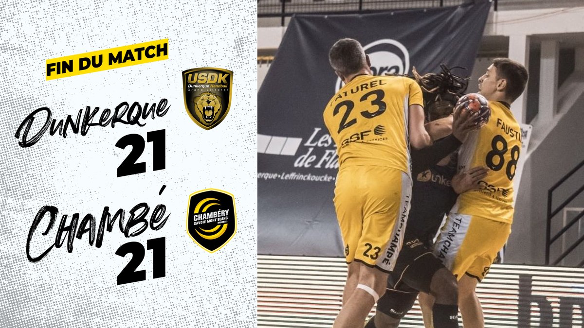 TeamChambe's tweet photo. ▶️ FIN DU MATCH La #TeamChambé revient en Savoie avec un point pris à Dunkerque ! Score final 21-21 !
#DUNCHA https://t.co/SutKmm4RB5