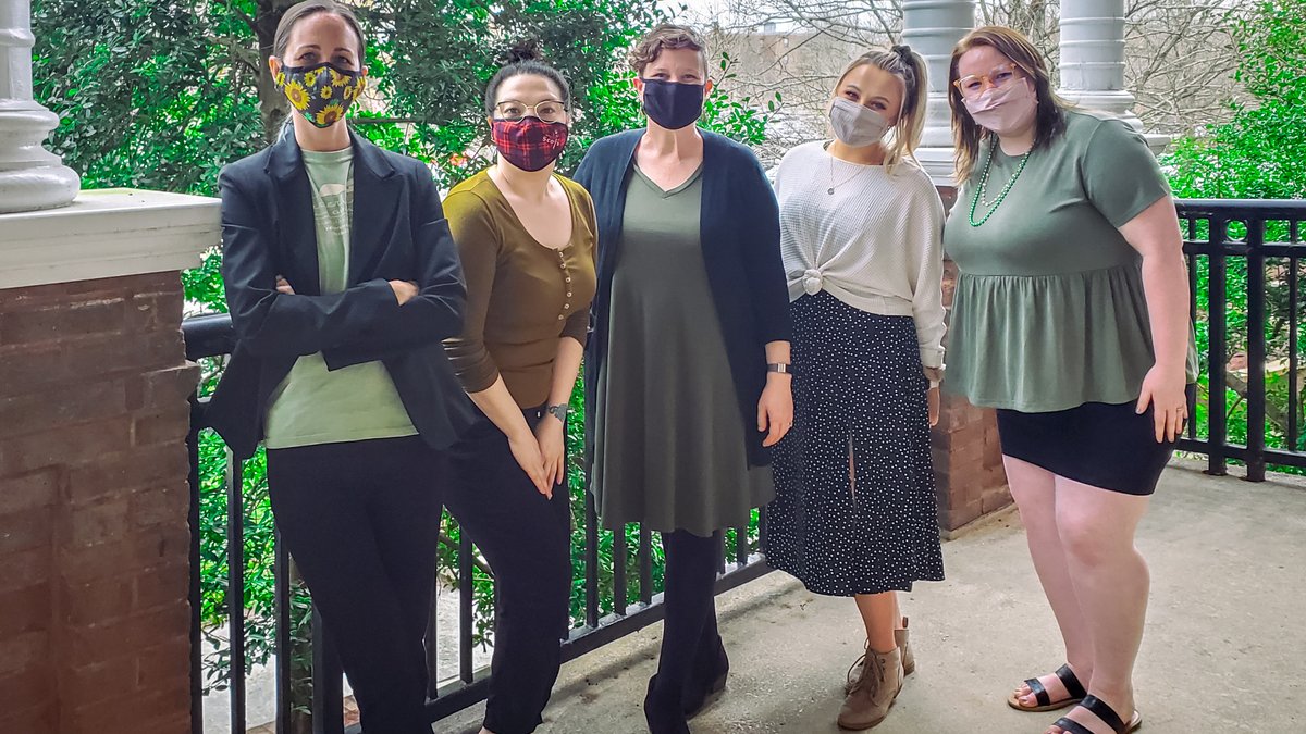 MC_CareerCenter's tweet photo. Happy St. Patrick's Day from the Career Center Team!! (Who can tell Kensley's skirt is green? We think she might be fibbing.🤥) #mugreening #educationinireland #tourismireland #globalgreening #mcgoesgreen #maryvillecollege https://t.co/r92qPHg2Wd