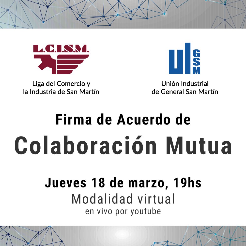 Mañana firmamos el convenio marco de cooperación con la Unión Industrial de General San Martín y nos acompañarán los presidentes de ADIBA; Silvio Zurzolo y la UIPBA, Martín Rappanelli.
Podes seguir la transmisión en vivo desde bit.ly/lcismenyoutube