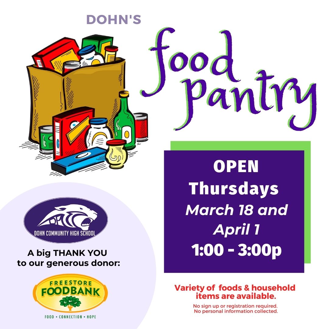 Food Pantry Open • See schedule
•First come first serve
•Practice social distancing
•Wear masks in building
•Bring your own bags if possible
Dohn Fitness Center, 4100 Reading Rd, 45229
THANKS to Cincy Freestore Fookbank!
Stay Safe! #DohnStrong