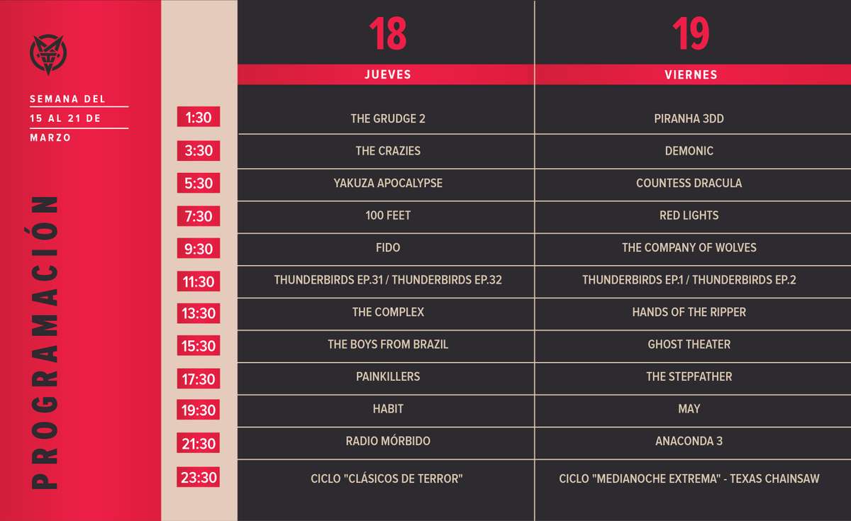 morbidotv's tweet photo. La programación de este jueves y viernes en Mórbido TV. https://t.co/Ui5UjM4Rc8