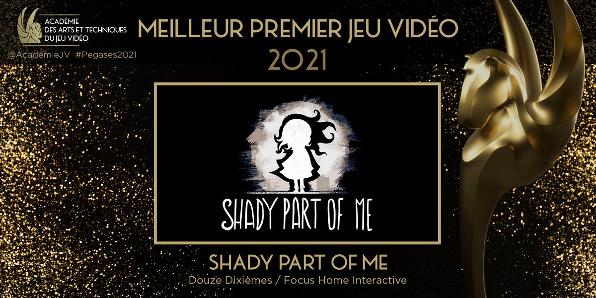 Le Pégase du Meilleur 1er Jeu Vidéo 2021 est décerné à... <a href="/ShadyPartOfMe/">Shady Part of Me</a> de Douze Dixièmes &amp; @FocusHome ! 👥✨🎉 #Pegases2021