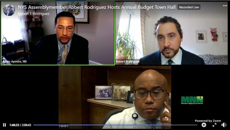 Aponte_MD's tweet image. Great to join AssemblyMember Robert Rodriguez, District 68 &amp;amp; colleague Chris Roker, CEO Metropolitan Hospital discussing health care financing that will be impacted by the NYS Budget and our ability to continue to serve NYC's most vulnerable populations. 
fb.watch/4hV9ipuiNl/