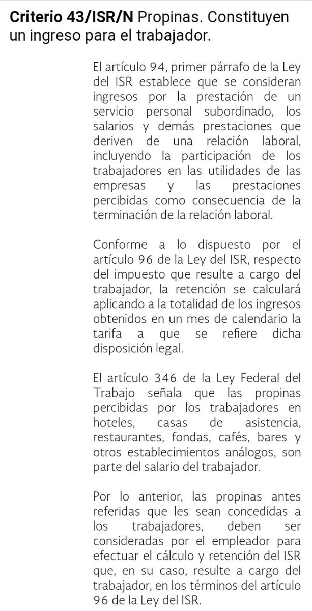 TpaAbogadosMx's tweet photo. El #SAT emitió el criterio 43/ISR/N en el cual precisa que las propinas percibidas por trabajadores deben ser consideradas por el #patrón para efectuar el cálculo y retención del #ISR
#Impuestos #SHCP #TPA #TPAcontigo #TaxPartner #TaxLawyersmx #TPAaliadoEstratégico #TPATeam https://t.co/nWqVRgn7Uy