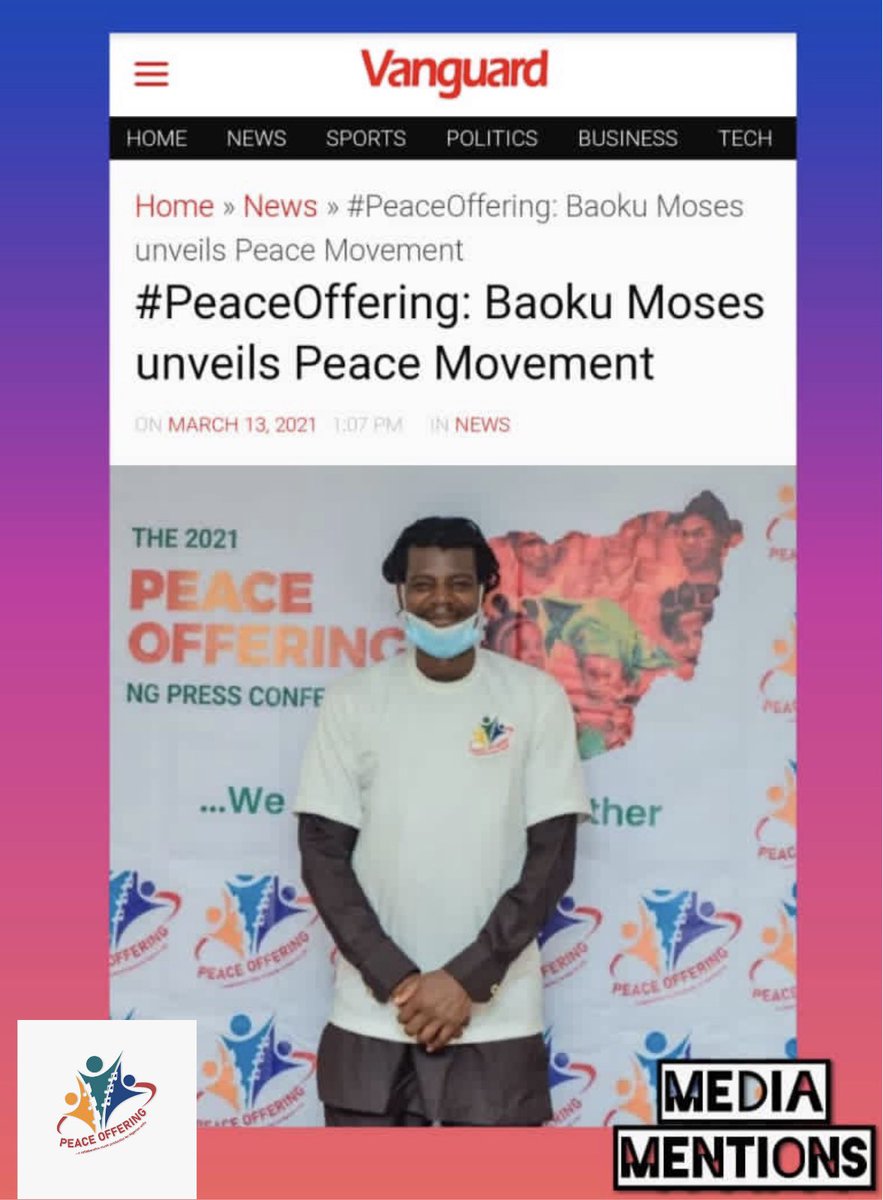 peaceofferingng's tweet photo. #PeaceOffering got mentioned on Vanguard News 

Read full article at https://t.co/K3MtwHSW6l

#progress
#peace
#unity
#peaceoffering
#PeaceOfferingNG https://t.co/OSpZfKrzjF