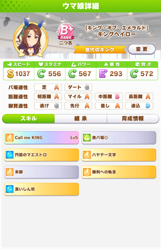 Ry キングヘイローの二つ名 世代のキング やっと取れました 三冠ウマ娘にはなれなかったけど満足してます どの試合にスペ ウンス グラス エルが出るかなどチャートに書いてありますので二つ名狙う人は参考にしてください T Co T6m3gvdlfk