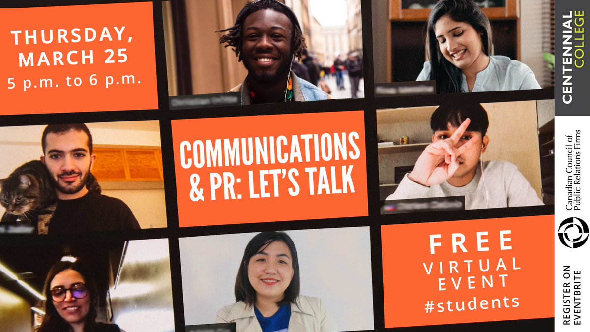 Centennial_CCPR's tweet photo. Calling all #students who love writing and social media! Join us on March 25 for a virtual chat about careers in #PR and #communications. Learn from professionals, current students and educators. #PRitForward Register here ➡️https://t.co/puMfqMylTl https://t.co/TZ69MZ2myo