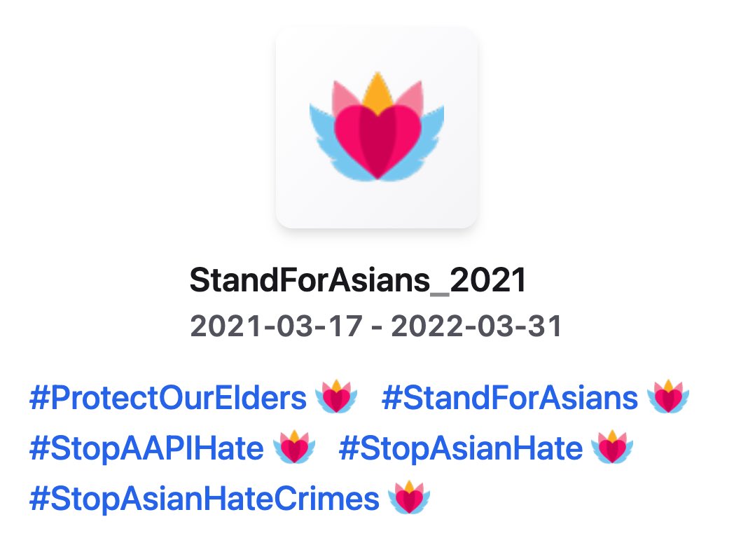 wongmjane's tweet photo. Twitter adds hashflags in solitary with the Asian community

#ProtectOurElders
#StandForAsians
#StopAAPIHate
#StopAsianHate
#StopAsianHateCrimes

thank you @TwitterAsians and the tweeps! https://t.co/LSaOa2wCBS