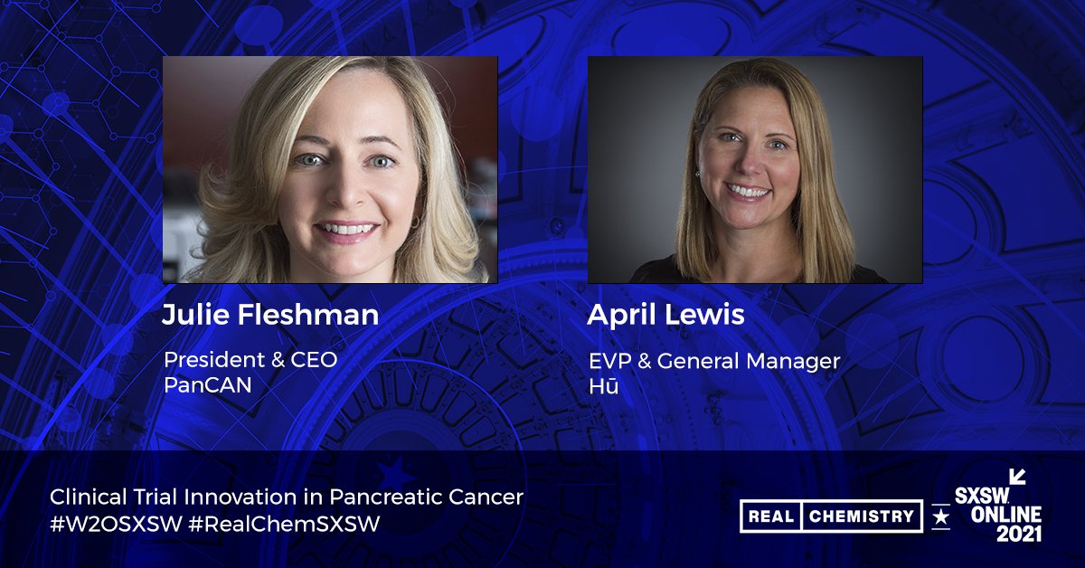 PanCAN's tweet photo. We’re so excited for our @PanCAN President &amp; CEO @JulieFleshman to take the virtual stage tomorrow (3/18) at #RealChemSXSW to discuss clinical trial innovation in #pancreaticcancer! Join her for her session at 12 p.m. PT: https://t.co/8Dy6oW9uMa #W2OSXSW https://t.co/NPzvQJSJCO