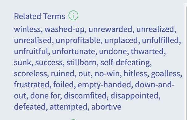 AkinOzcan85's tweet photo. Mesela başarısızlık ile ilgili bir konsept çekim yaptınız ve aklınıza birkaç kelime dışında bir şey gelmiyor. Twinword'e girip "unsuccessful" yazıyorsunuz, karşınıza bu kadar kelime geliyor. Seç beğen al. https://t.co/ICNXDjO4w2